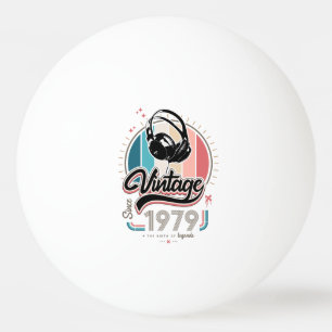 Vintage since 1979 headphones ping pong ball