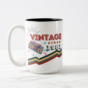Vintage since 1981 Nostalgic & Vintage Music Two-Tone Coffee Mug