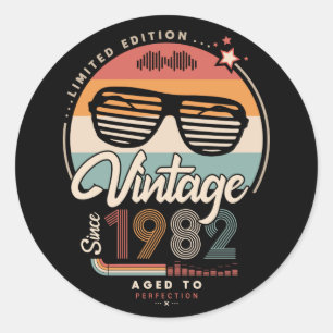 Vintage since 1982 classic round sticker