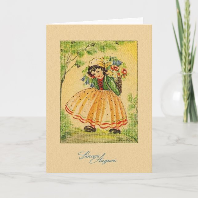 Vintage Sinceri Auguri Italian Birthday Card (Front)