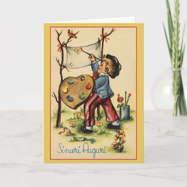 Vintage Sinceri Auguri Italian Birthday Card (Front)