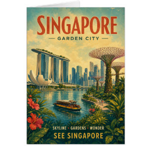 Vintage Singapore Garden City Travel Poster with I