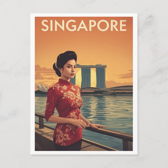Vintage Singapore Qipao Postcard (Front)