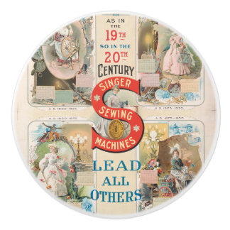 Vintage Singer Sewing Machine Ad Ceramic Knob