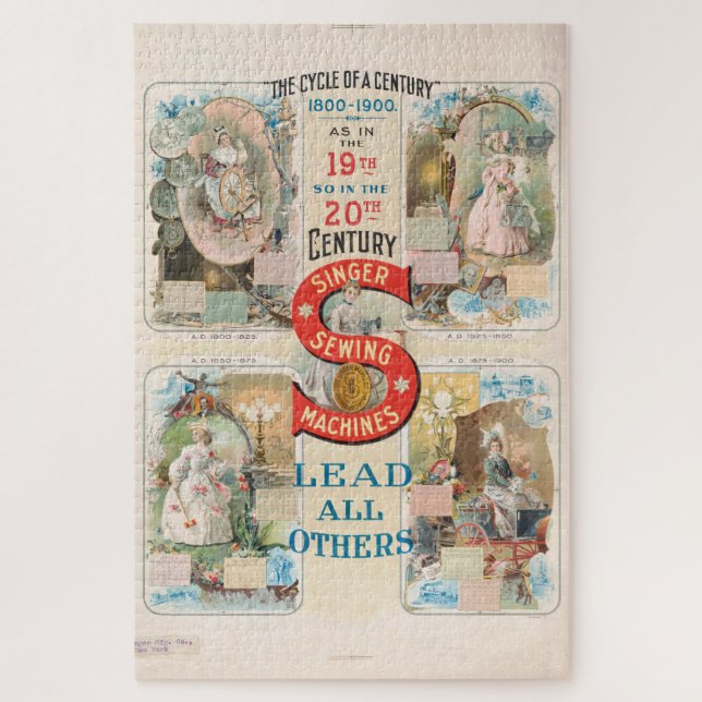 Vintage Singer Sewing Machine Ad Jigsaw Puzzle (Vertical)