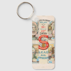Vintage Singer Sewing Machine Ad Keychain