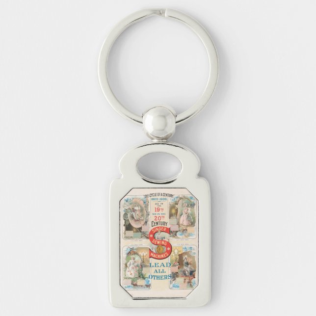 Vintage Singer Sewing Machine Ad Keychain (Front)