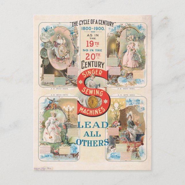 Vintage Singer Sewing Machine Ad Postcard (Front)