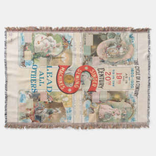 Vintage Singer Sewing Machine Ad Throw Blanket