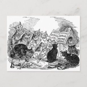 Vintage Singing Cats Postcard