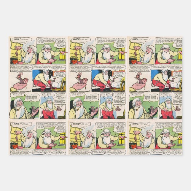Vintage Singing Christmas mouse cartoon Wrapping Paper Sheet (Front)