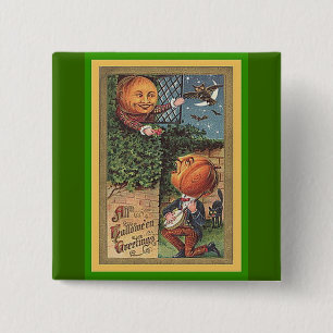 Vintage Singing Pumpkin Man 2 Inch Square Button