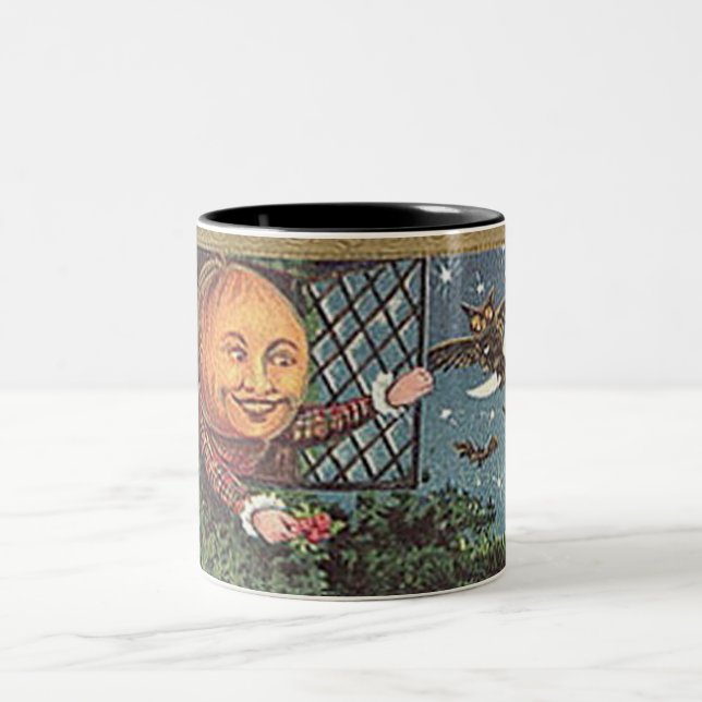 Vintage Singing Pumpkin Man Two-Tone Coffee Mug (Center)