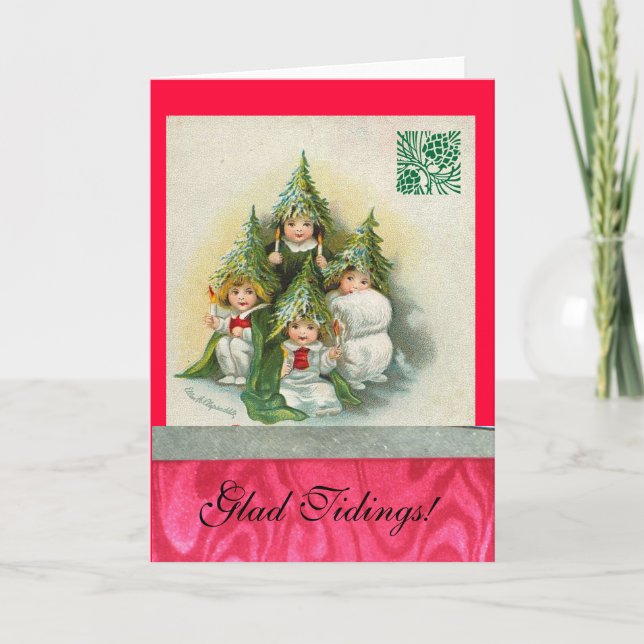 Vintage Singing Tree Choir Holiday Card (Front)