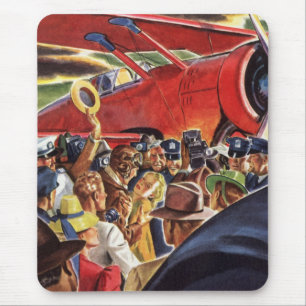 Vintage Single Prop Airplane Pilot with Paparazzi Mouse Pad
