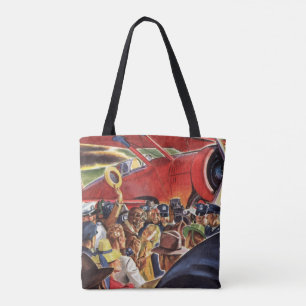 Vintage Single Prop Airplane Pilot with Paparazzi Tote Bag