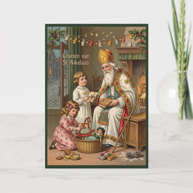Vintage Sinterklaas Saint Nicholas Dutch Card (Front)