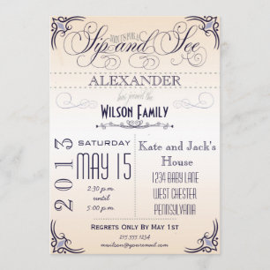 Vintage Sip and See Invitation