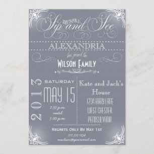 Vintage Sip and See Invitation