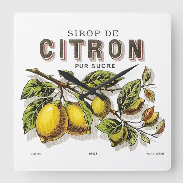 Vintage Sirop de Citron Ad Square Wall Clock (Front)
