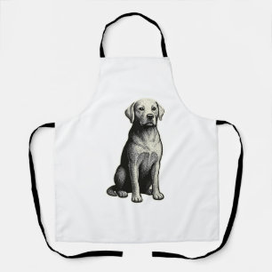 Vintage Sitting Dog Illustration Apron