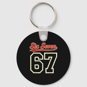 Vintage Six Seven 67 Meme Retro 6 7 Number  Keychain