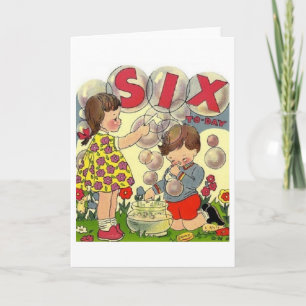 Vintage Six Year Old Birthday Card