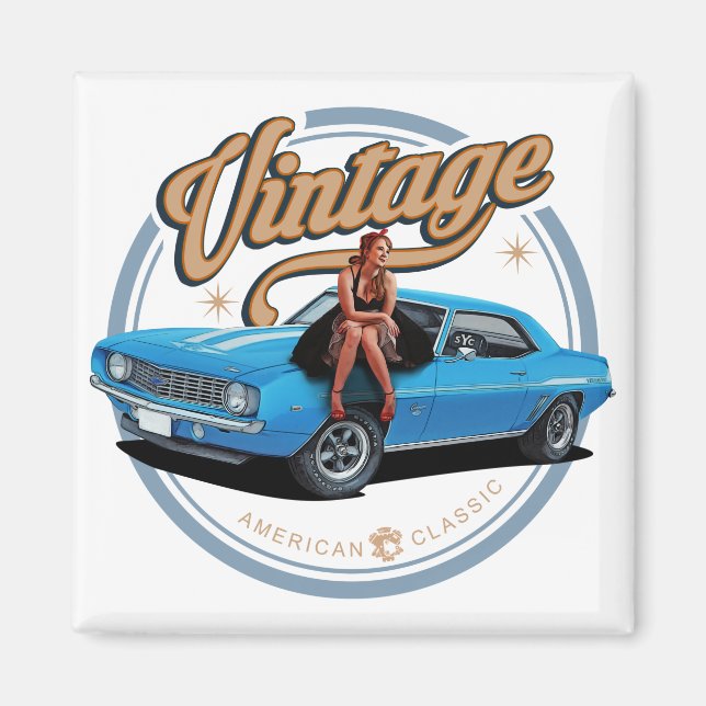 Vintage Sixties Muscle Car Magnet (Front)