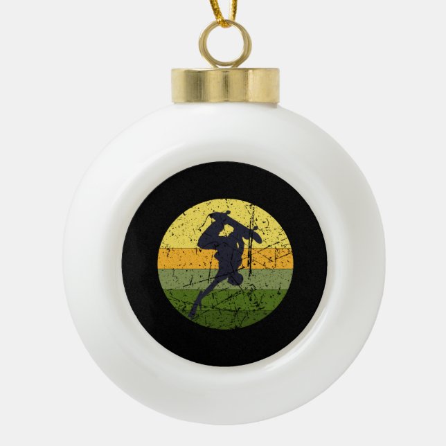 Vintage Skateboard Ceramic Ball Christmas Ornament (Front)