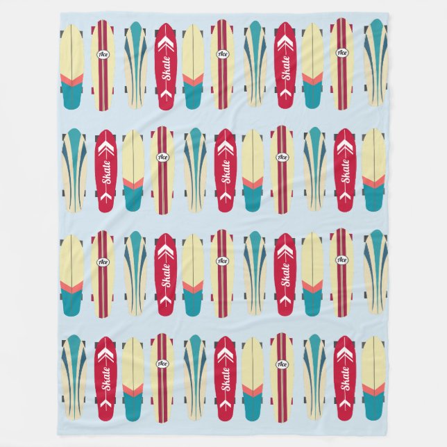 Vintage Skateboards Fleece Blanket (Front)