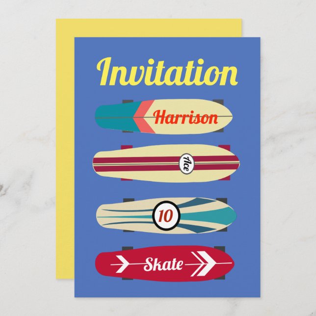 Vintage Skateboards Invitation (Front/Back)