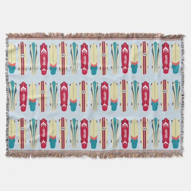 Vintage Skateboards Throw Blanket (Front)