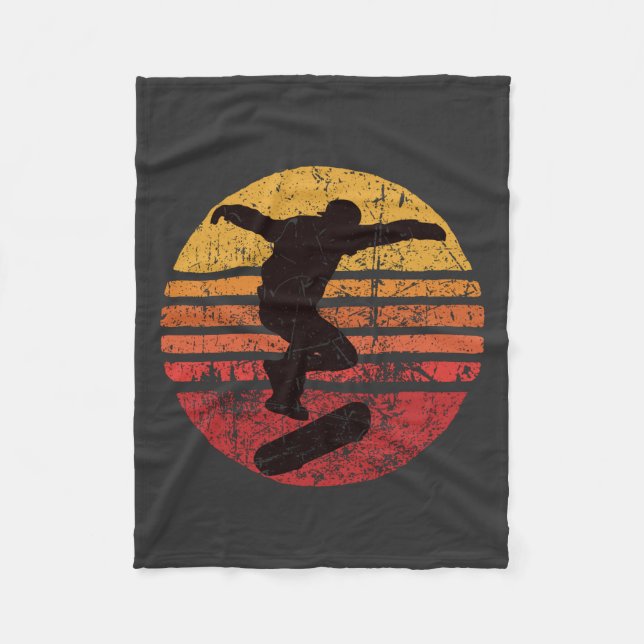 Vintage Skateboatd Fleece Blanket (Front)