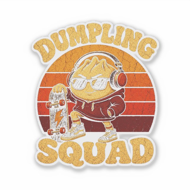  Vintage Skater Dumpling Squad Retro Graphic Tee (Front)