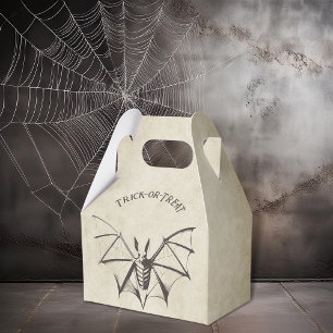 Vintage Skeletal Bat Halloween Favor Box