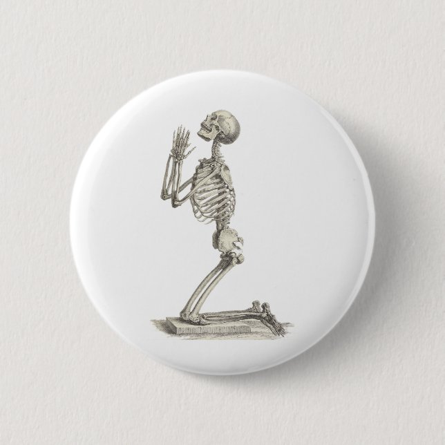 Vintage Skeleton 2 Inch Round Button (Front)