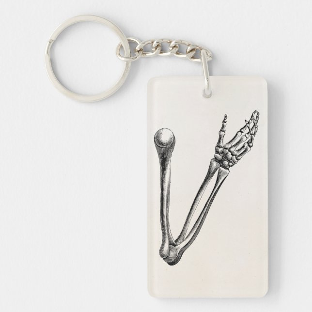 Vintage Skeleton Arm Bone Personalized Retro Bones Keychain (Front)