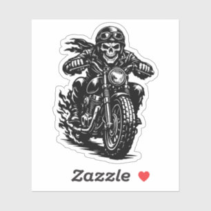 Vintage Skeleton Biker Motorcycle Illustration