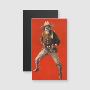 Vintage Skeleton Cowboy Business Card Magnet