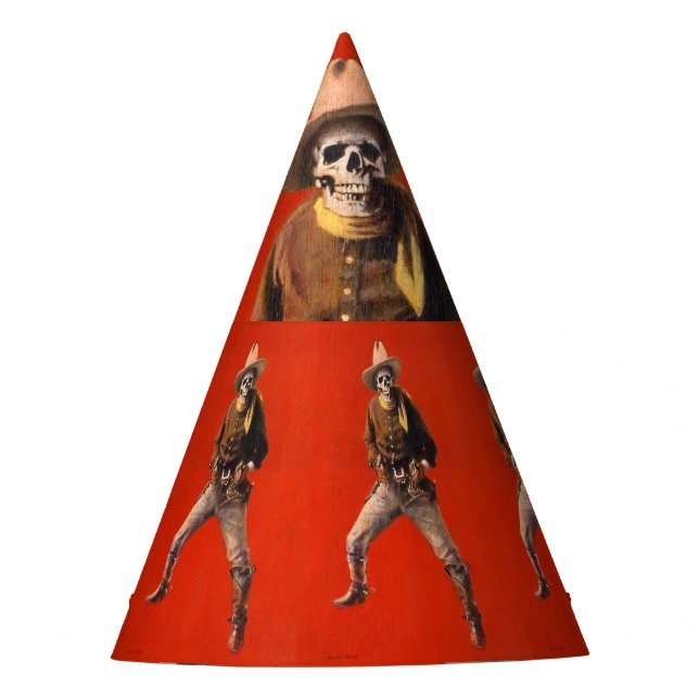 Vintage Skeleton Cowboy Party Hat (Front)