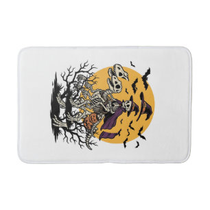 Vintage Skeleton Dinosaur Halloween Shirt Design_1 Bath Mat