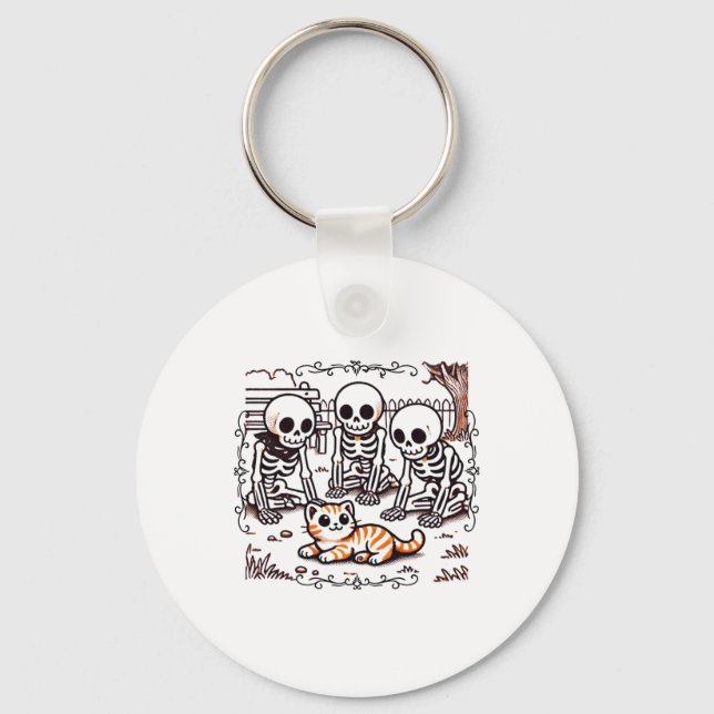 Vintage Skeleton Gathering Sticker  Keychain (Front)