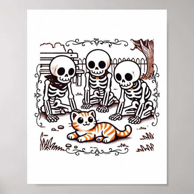 Vintage Skeleton Gathering Sticker  Poster (Front)