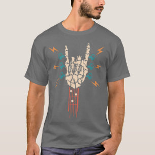 Vintage Skeleton Guitar Hand Rock & Roll Music Lov T-Shirt