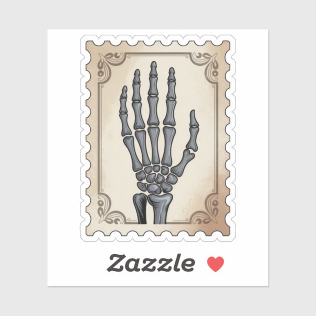 Vintage Skeleton Hand Halloween Postage Stamp (Sheet)