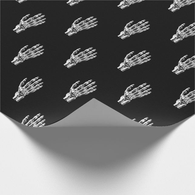 Vintage skeleton hands festive wrapping paper (Corner)
