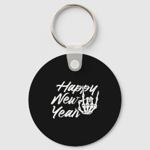 Vintage Skeleton Happy New Year Eve Keychain