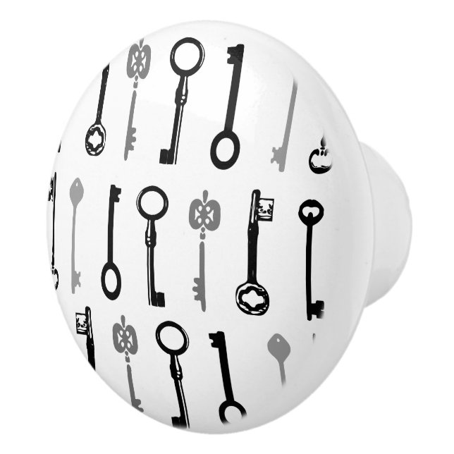 Vintage Skeleton Key Ceramic Knob (Right)