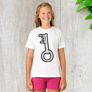 Vintage Skeleton Key Hand-Drawn Silver Antique T-Shirt