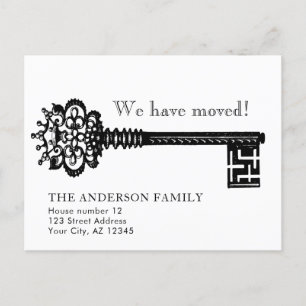 Vintage Skeleton Key Moving Announcement Postcard